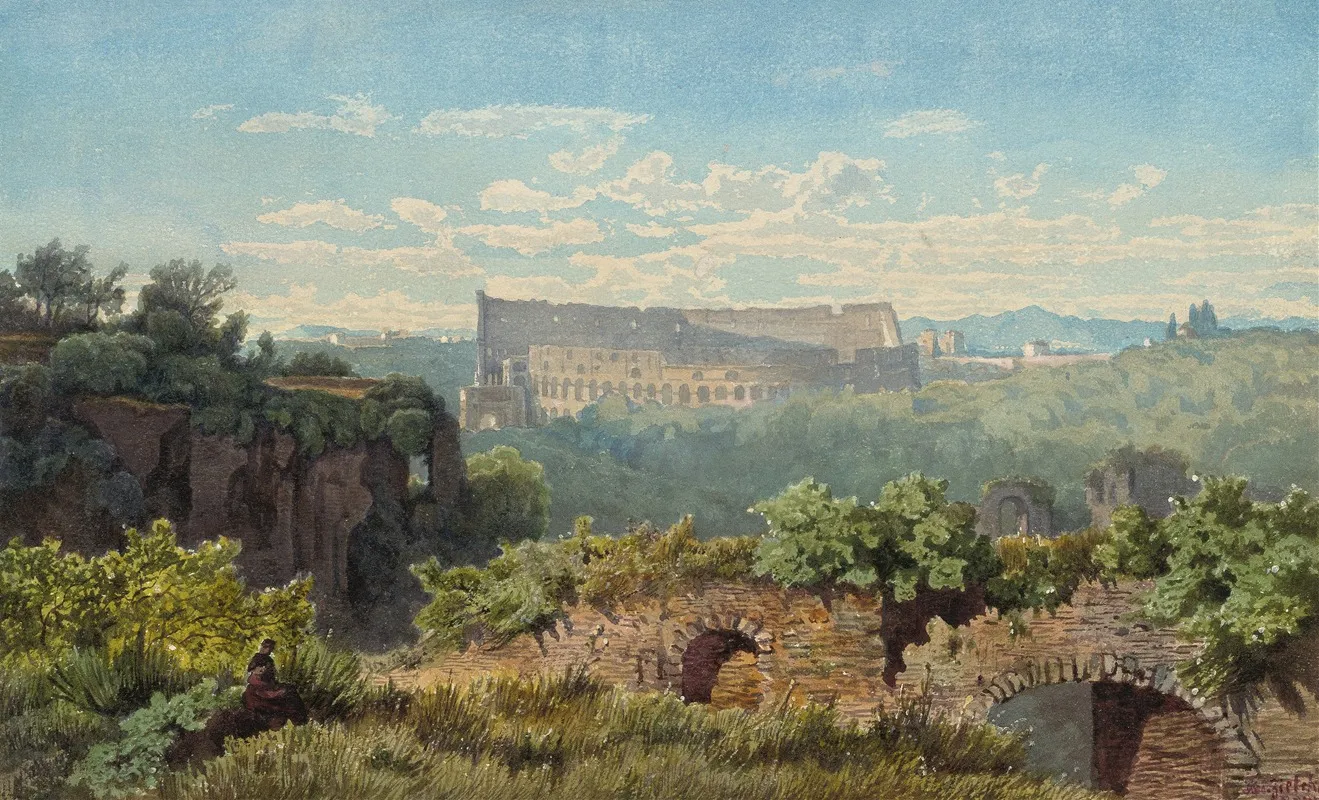 The Colosseum Seen From The Palatine Hill Wall Art by Julius Zielke - High-Resolution Digital Print