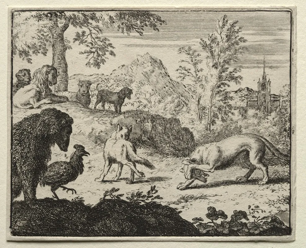 The Combat Between Reynard And The Wolf
