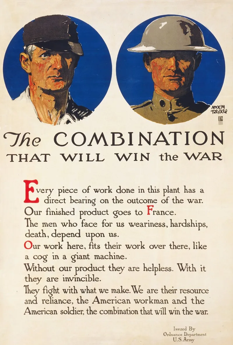 The Combination That Will Win The War Wall Art by Adolph Treidler - High-Resolution Digital Print