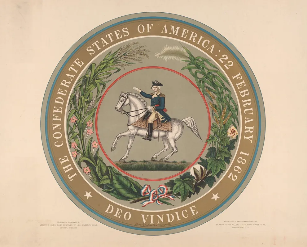 The Confederate States Of America 22 February 1862 Deo Vindice Wall Art by Joseph Shepherd Wyon - High-Resolution Digital Print