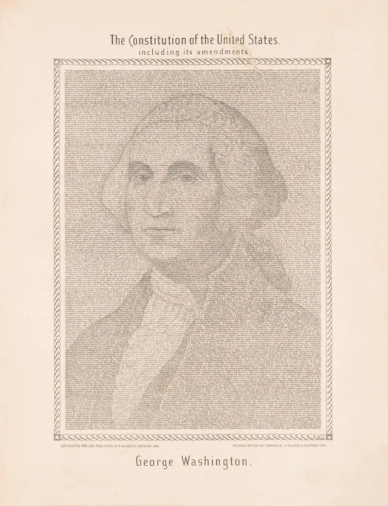 The Constitution Of The United States Including Its Amendments George Washington Wall Art by August Hageboeck - High-Resolution Digital Print