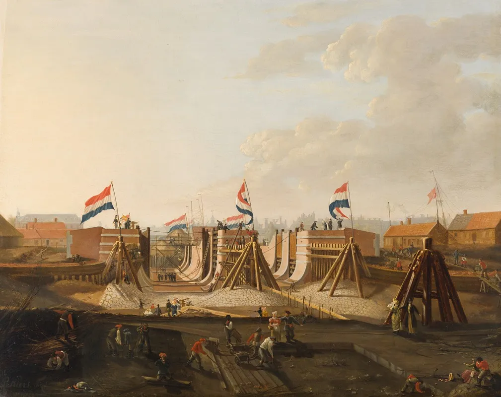 The Construction Of The Oosterdokssluis Seen From The North