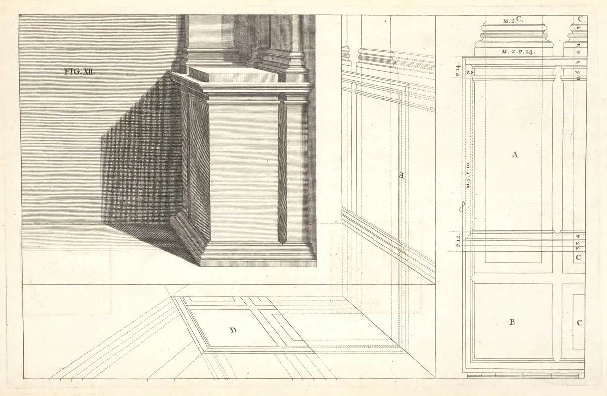 The Corinthian Pedestal With Its Pilasters In Perspectives Wall Art by Andrea Pozzo - High-Resolution Digital Print