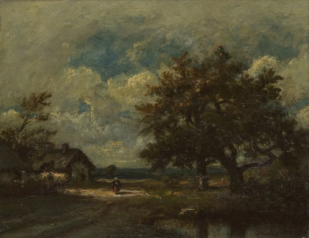 The Cottage By The Roadside Stormy Sky