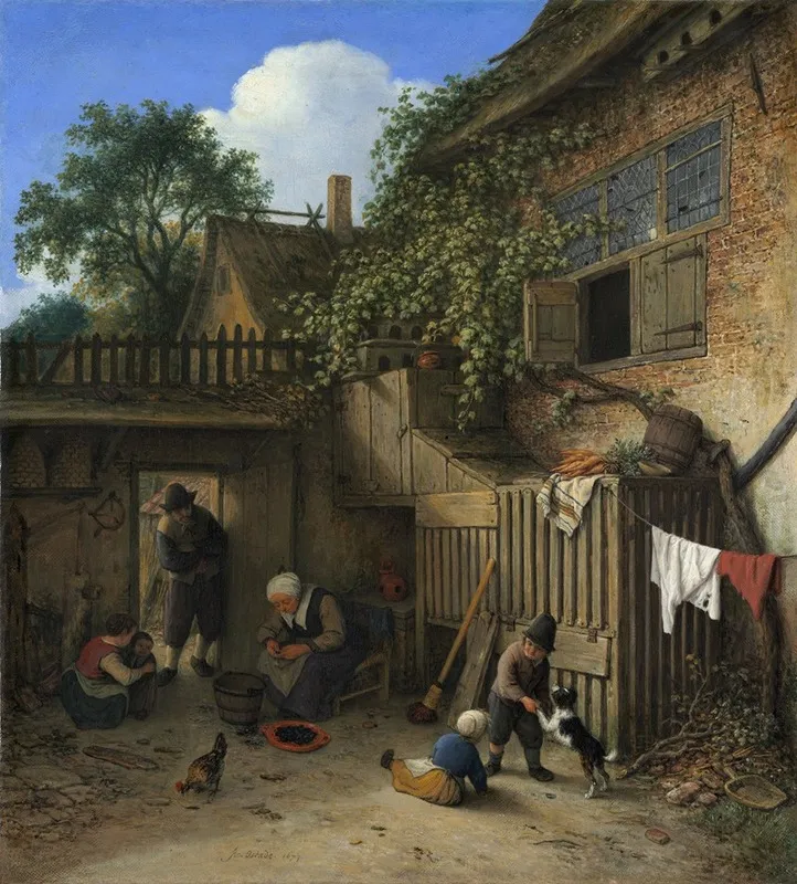 The Cottage Dooryard Wall Art by Adriaen van Ostade - High-Resolution Digital Print