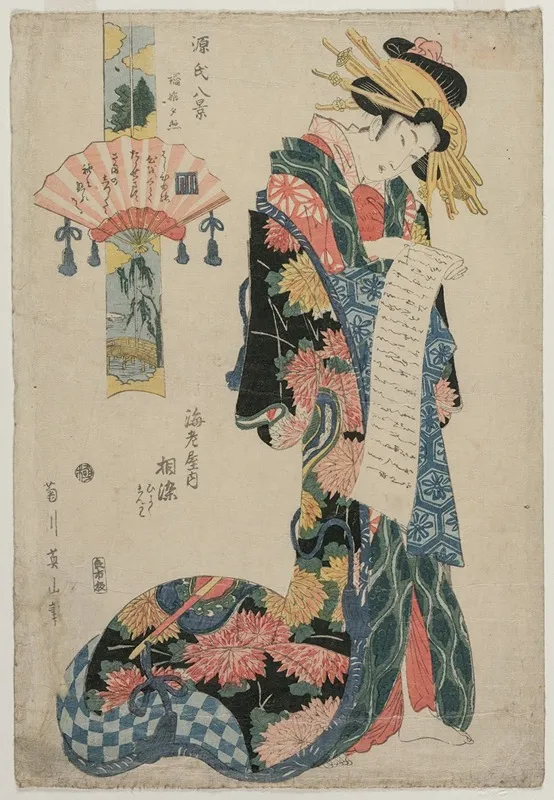 The Courtesan Aizome Of The Ebiya From The Series Eight Views Of The Tale Of Genji