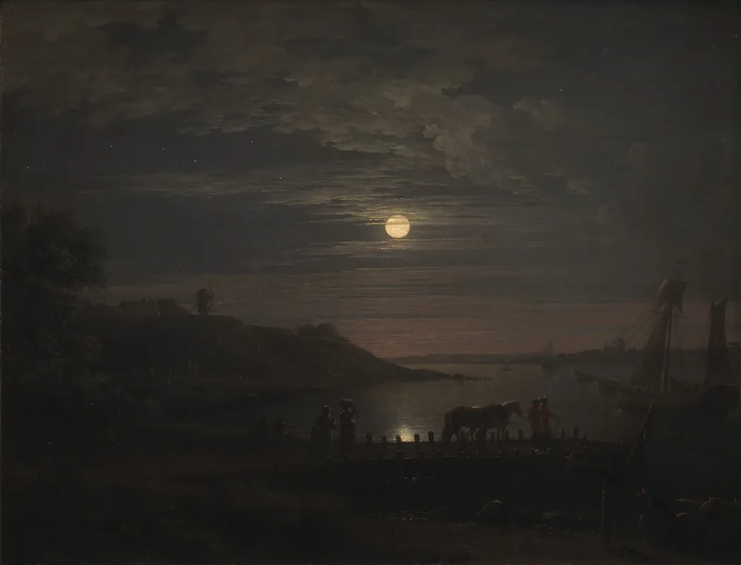The Crossing Over The Little Belt At Snoghoj Moonrise