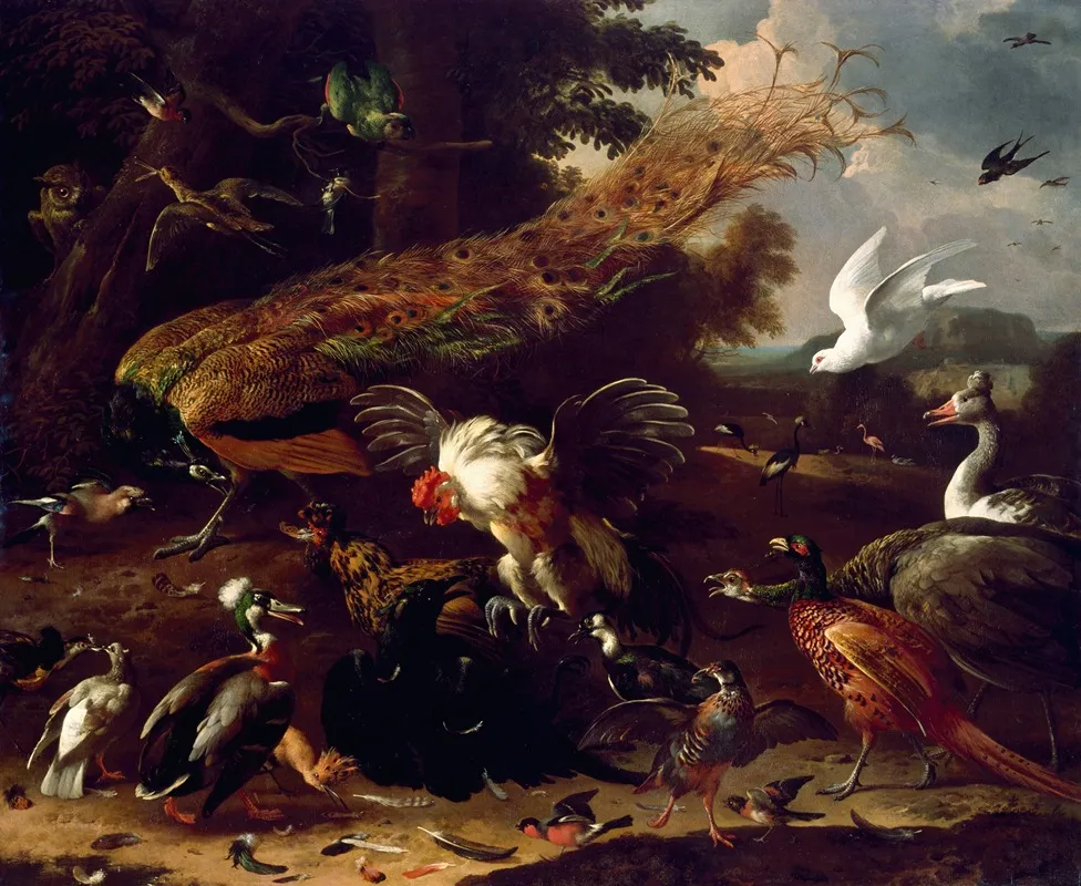 The Crow Exposed Wall Art by Melchior d'Hondecoeter - High-Resolution Digital Print