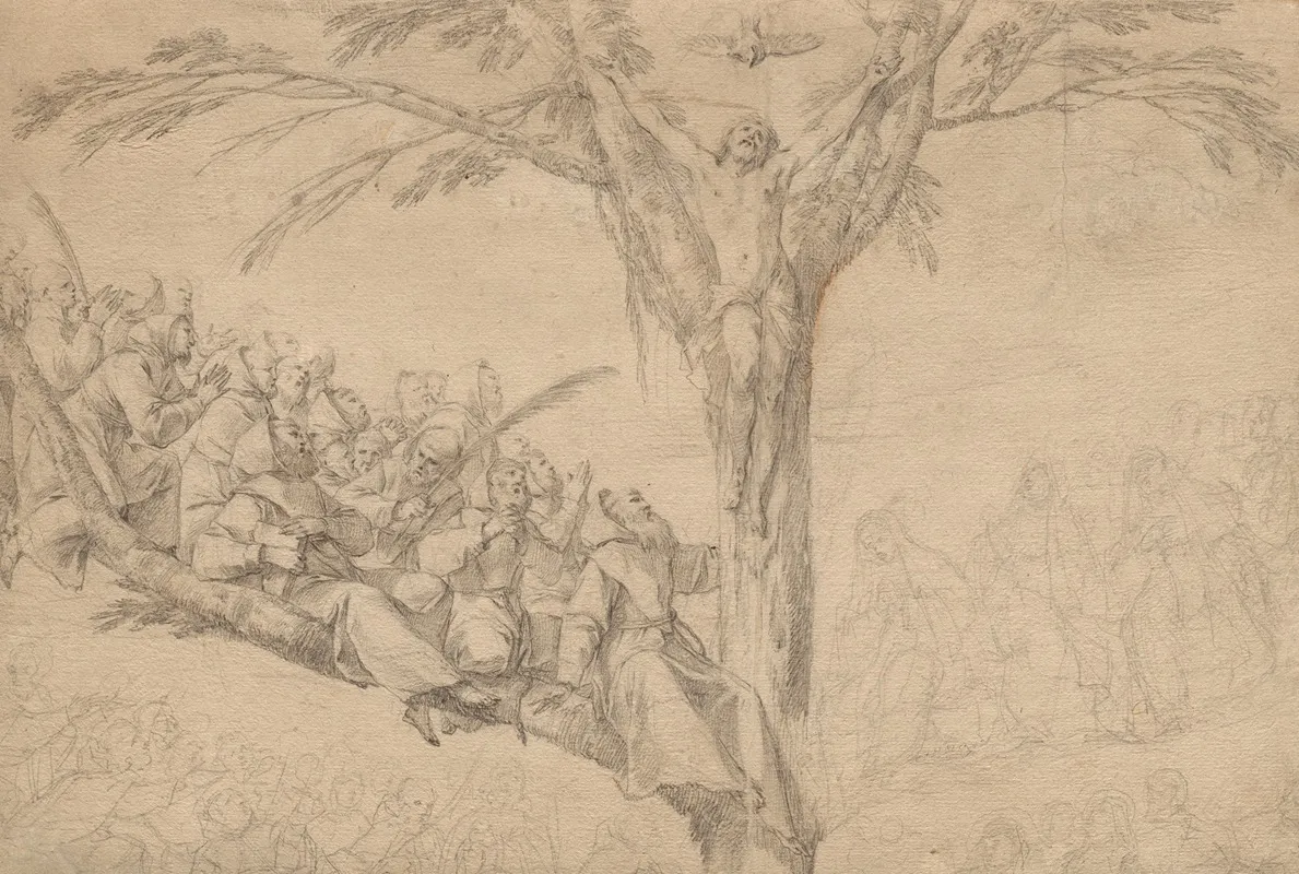 The Crucified Christ As The Tree Of Life With Monks And Nuns