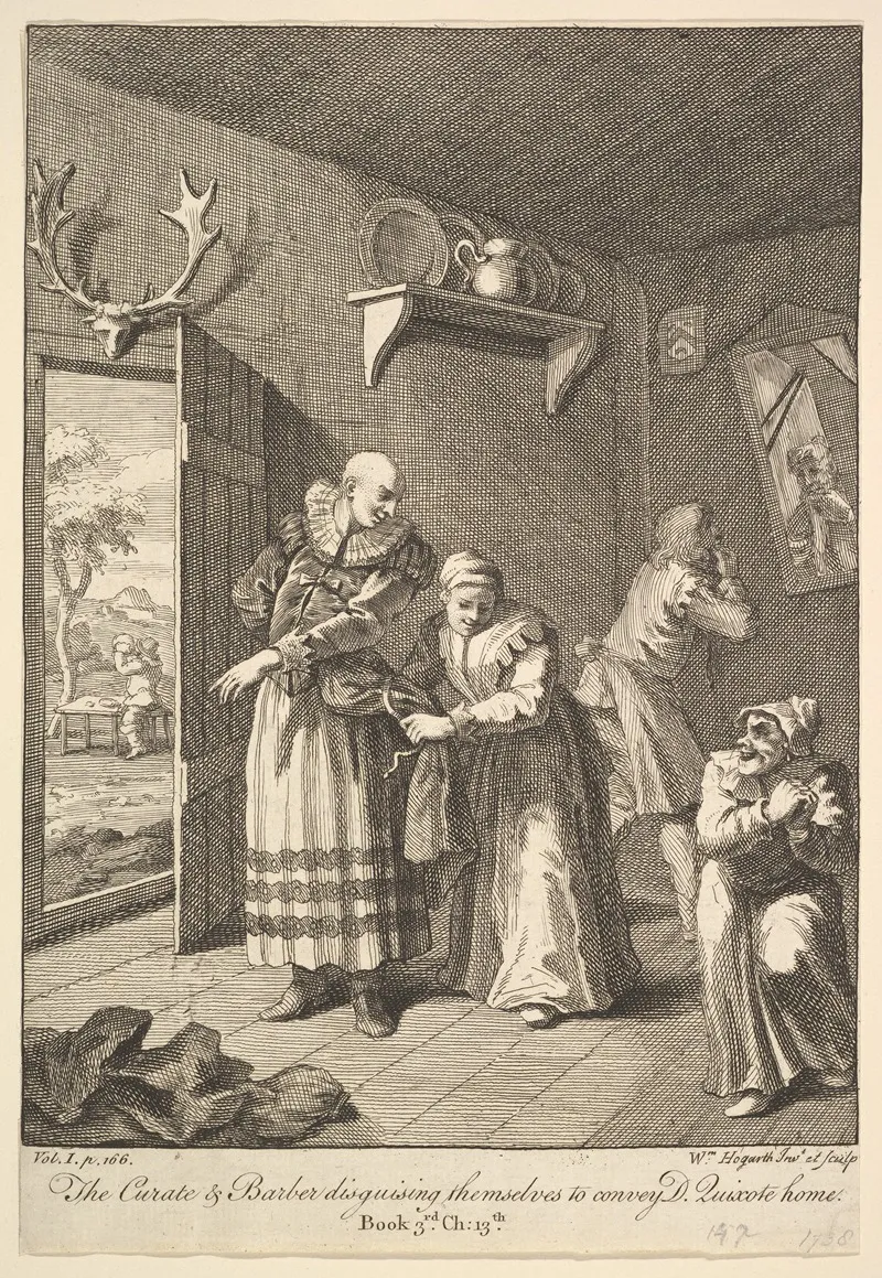 The Curate And Barber Disguising Themselves To Convey Don Quixote Home