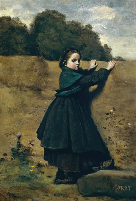 The Curious Little Girl Wall Art by Jean-Baptiste-Camille Corot - High-Resolution Digital Print