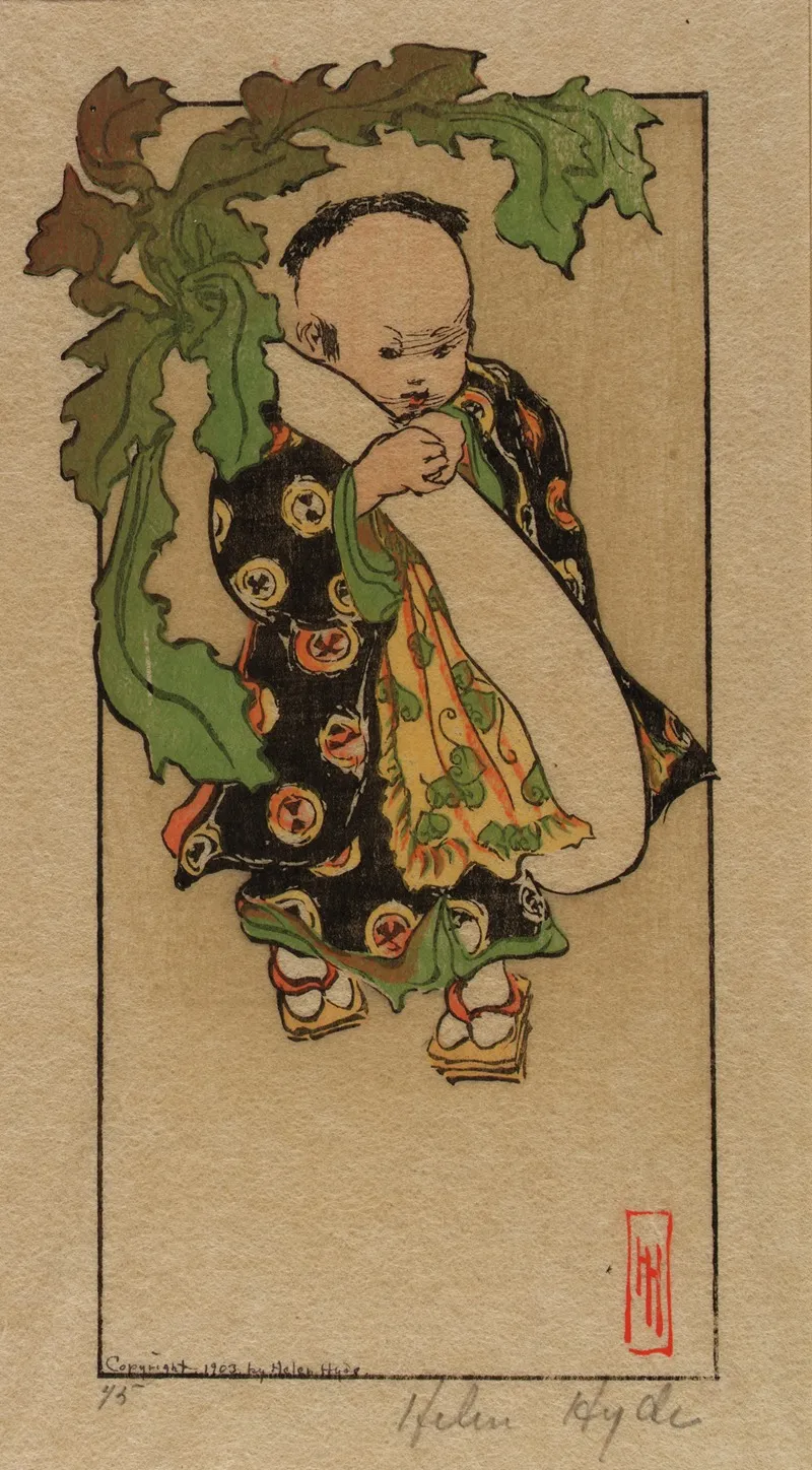 The Daikon And The Baby Wall Art by Helen Hyde - High-Resolution Digital Print