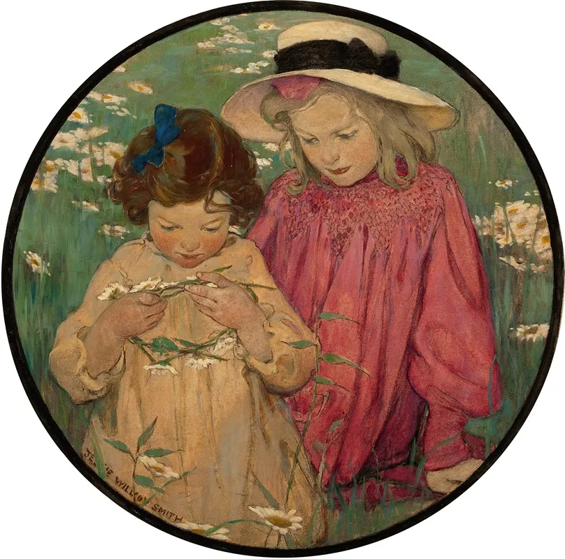 The Daisy Wreath Wall Art by Jessie Willcox Smith - High-Resolution Digital Print
