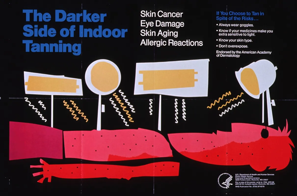 The Darker Side Of Indoor Tanning Skin Cancer Eye Damage Skin Aging Allergic Reactions Wall Art by United States. Food & Drug Administration. - High-Resolution Digital Print
