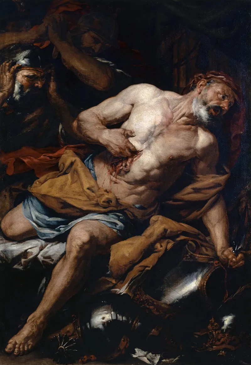 The Death Of Cato Wall Art by Giovanni Battista Langetti - High-Resolution Digital Print