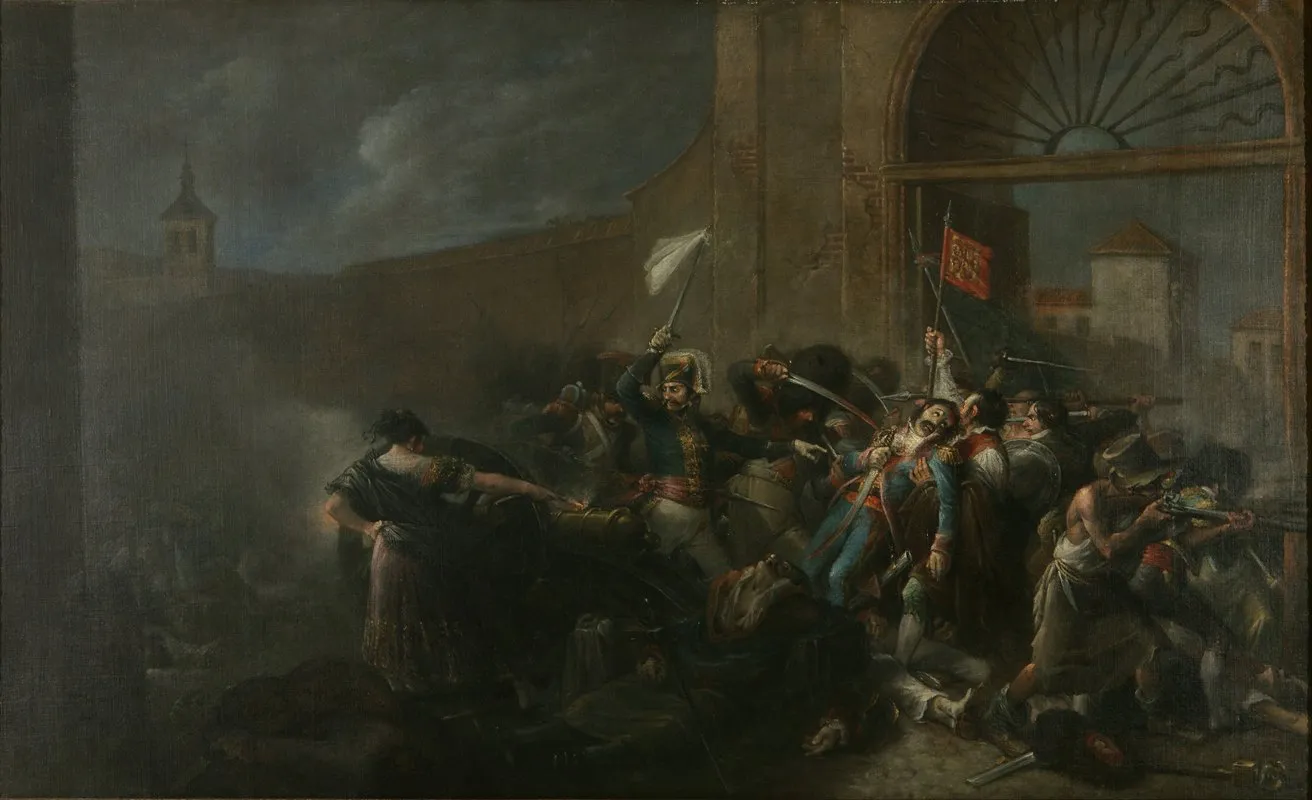 The Death Of Daoiz In Monteleon Artillery Ground Wall Art by Leonardo Alenza y Nieto - High-Resolution Digital Print