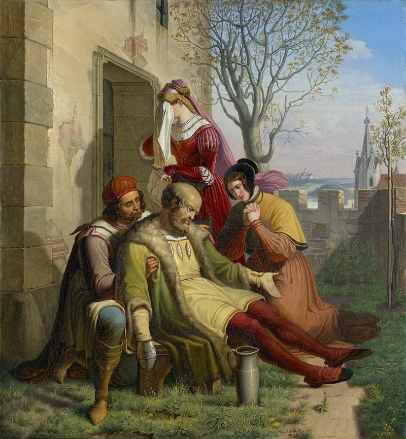 The Death Of Gotz Von Berlichingen Wall Art by Leopold Schulz - High-Resolution Digital Print