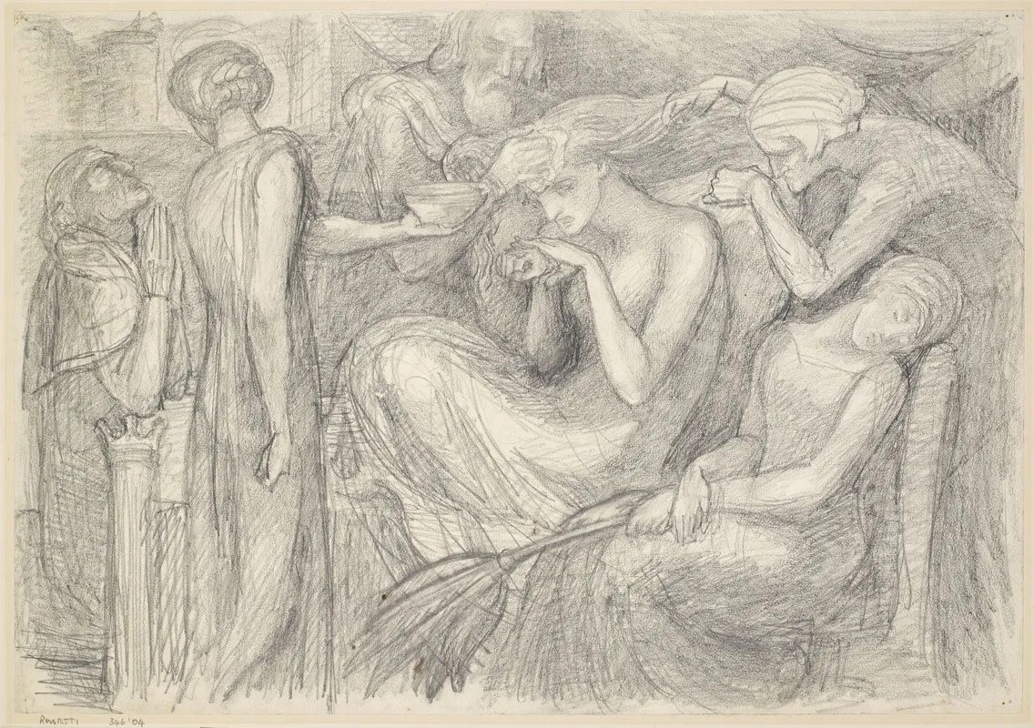 The Death Of Lady Macbeth Compositional Study Wall Art by Dante Gabriel Rossetti - High-Resolution Digital Print