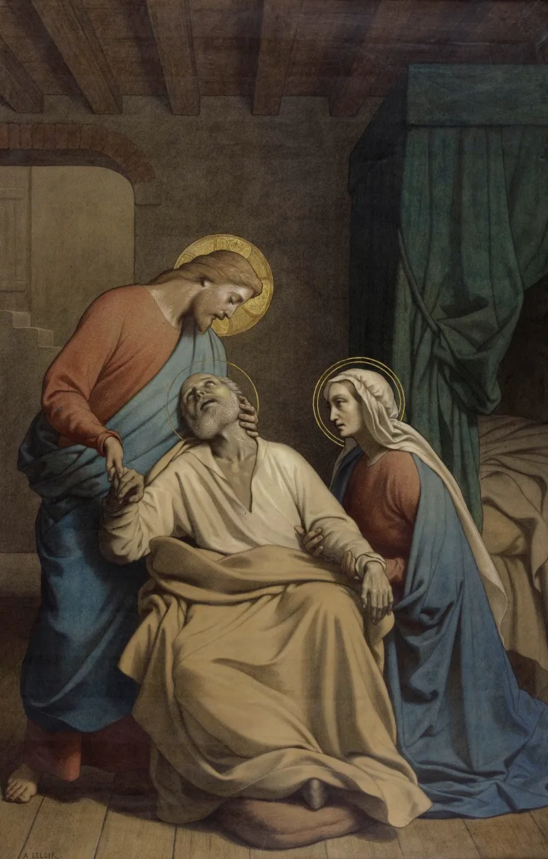 The Death Of Saint Joseph 4 Wall Art by Auguste Jean-Baptiste Leloir - High-Resolution Digital Print