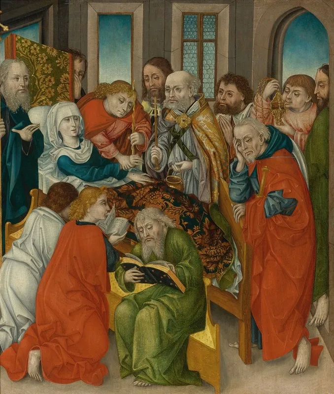 The Death Of The Virgin Wall Art by Master Of The Crucifixion Triptych - High-Resolution Digital Print