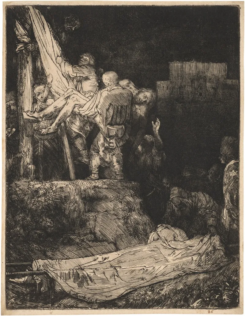 The Descent From The Cross By Torchlight 2 Wall Art by Rembrandt van Rijn - High-Resolution Digital Print