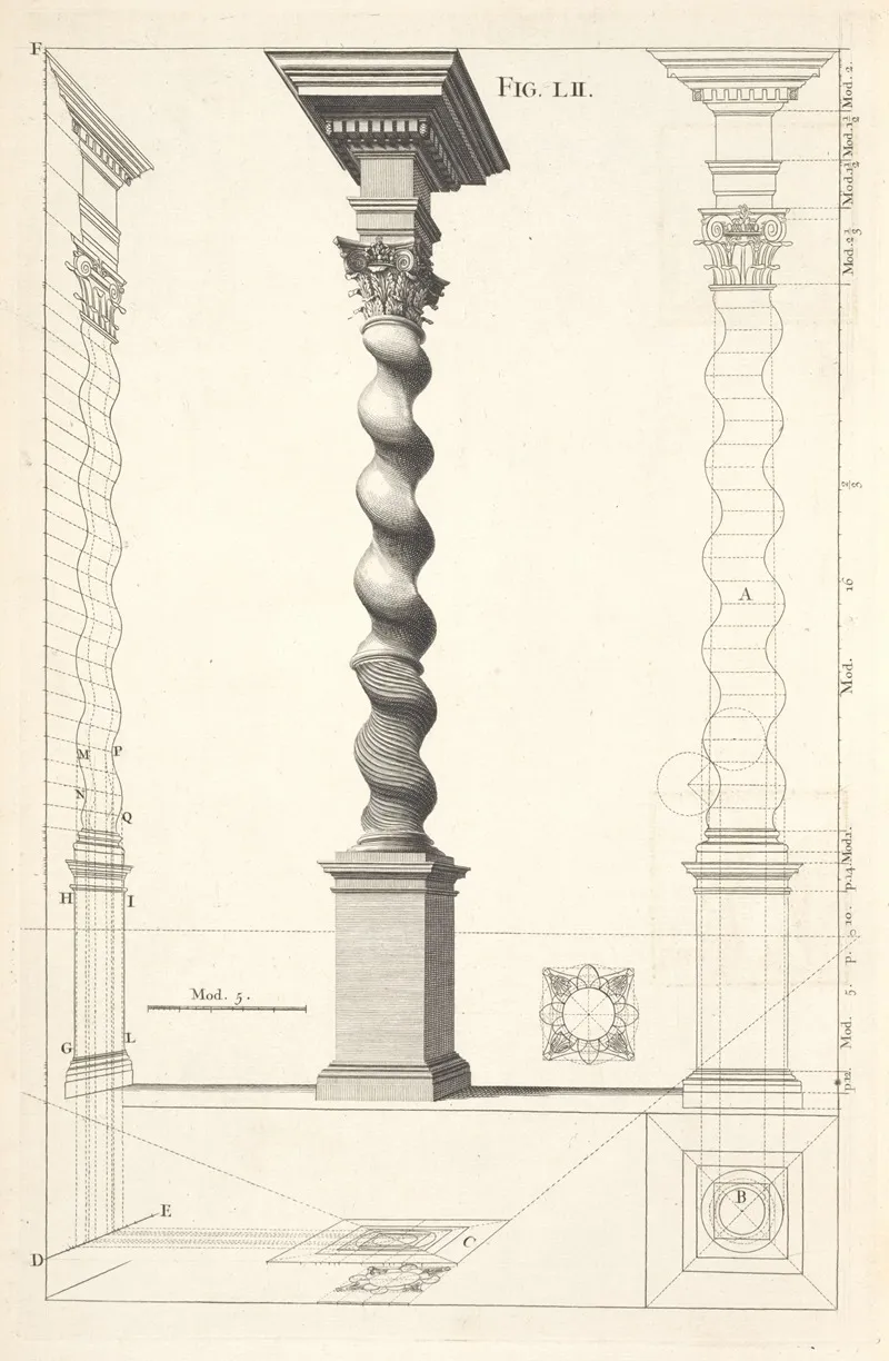 The Description Of A Wreathd Column Of The Composite Order Wall Art by Andrea Pozzo - High-Resolution Digital Print