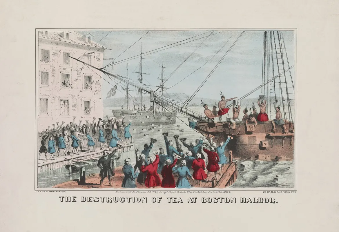 The Destruction Of Tea At Boston Harbor Wall Art by Sarony, Major & Knapp Lith. - High-Resolution Digital Print