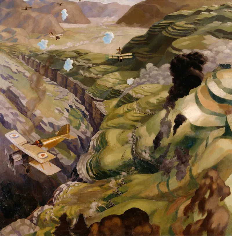 The Destruction Of The Turkish Transport In The Gorge Of The Wadi Fara Palestine Wall Art by Sydney W Carline - High-Resolution Digital Print