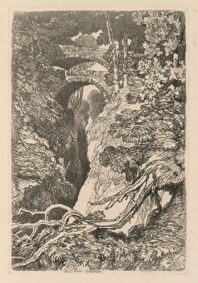 The Devils Bridge Cardinganshire Wall Art by John Sell Cotman - High-Resolution Digital Print