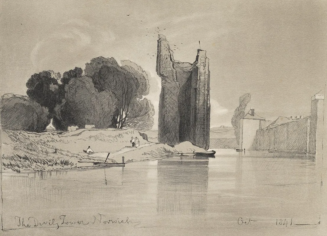 The Devils Tower Norwich Oct 1841 Wall Art by Miles Edmund Cotman - High-Resolution Digital Print
