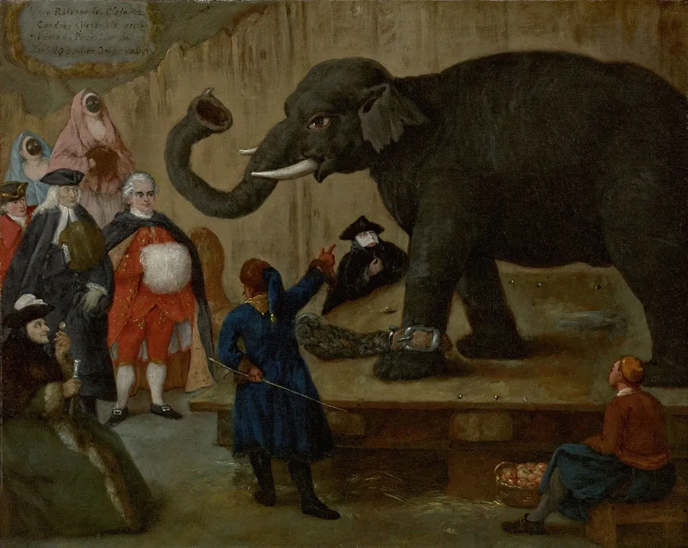 The Display Of The Elephant Wall Art by Pietro Longhi - High-Resolution Digital Print