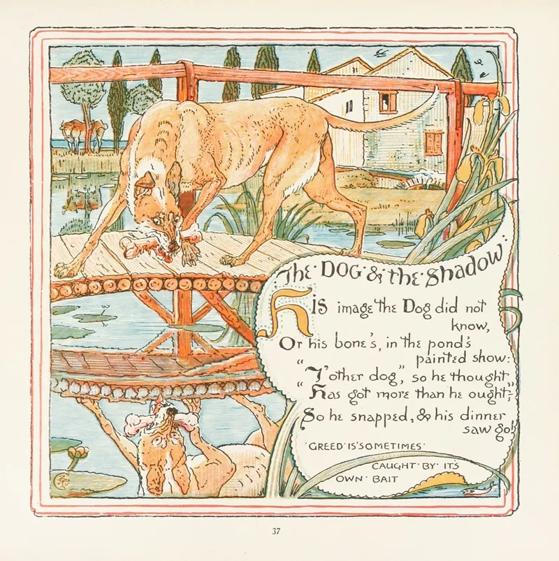 The Dog And The Shadow 3 Wall Art by Walter Crane - High-Resolution Digital Print
