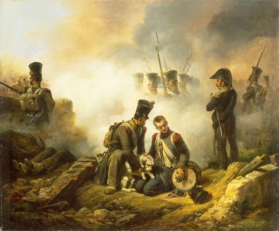 The Dog Of The Regiment Wounded Wall Art by Horace Vernet - High-Resolution Digital Print