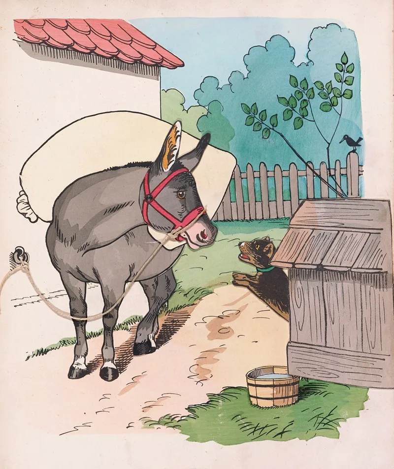 The Donkey And The Dog Wall Art by Lothar Meggendorfer - High-Resolution Digital Print