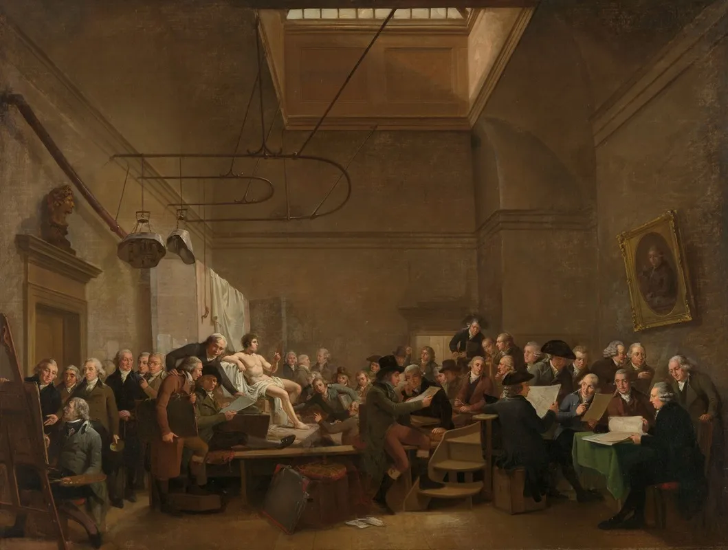 The Drawing Gallery Of The Felix Meritis Society Wall Art by Adriaan de Lelie - High-Resolution Digital Print