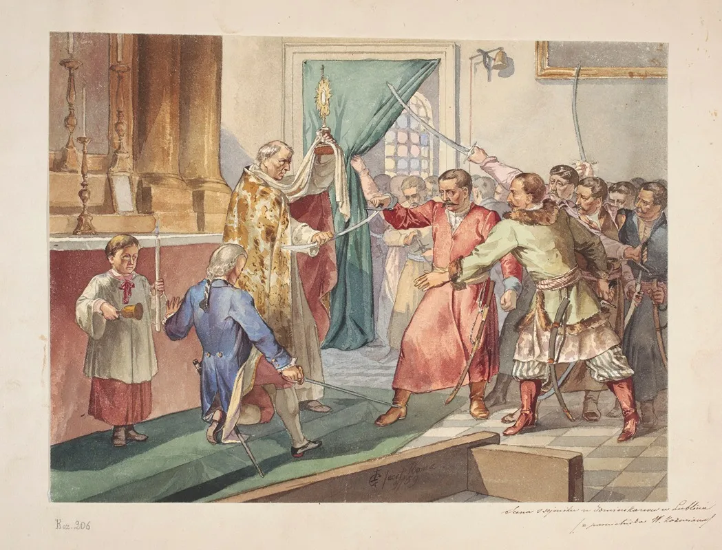 The Duel Of Andrzej Kozmian And Kazimierz Nestor Sapieha In The Dominican Church In Lublin On 15 July 1784 Wall Art by Ignacy Gierdziejewski - High-Resolution Digital Print
