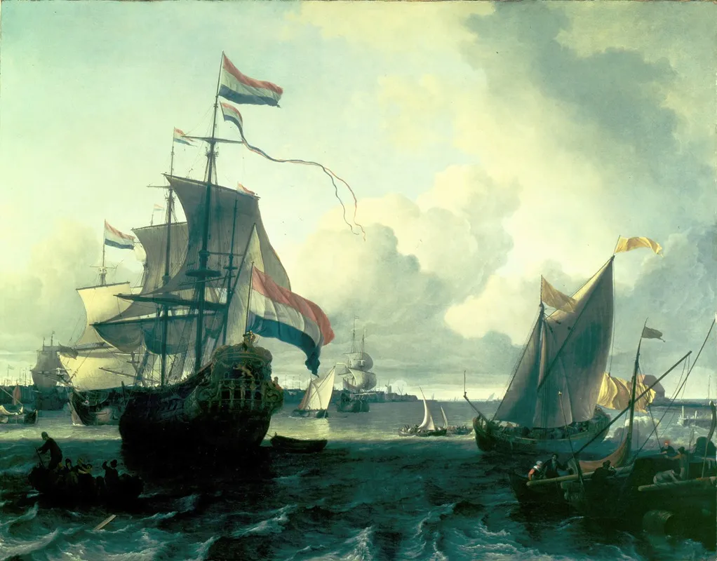 The Dutch Man Of War De Gouden Leeuw On The River Y Near Amsterdam