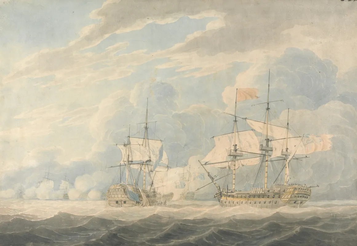 The Dutch Vice Admiral Under Admiral De Winter Striking His Flag To The English Vice Admiral Onslow Under Admiral Duncan At The Battle Of Camperdown 11th October 1797 Wall Art by Robert Cleveley - High-Resolution Digital Print