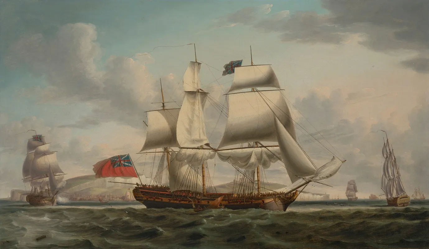 The East Indiaman William Pitt In Three Positions Off Dover Wall Art by Robert Dodd - High-Resolution Digital Print