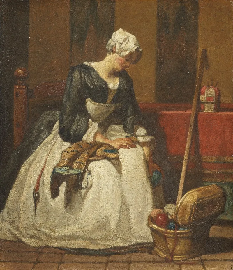 The Embroiderer 2 Wall Art by Jean Siméon Chardin - High-Resolution Digital Print