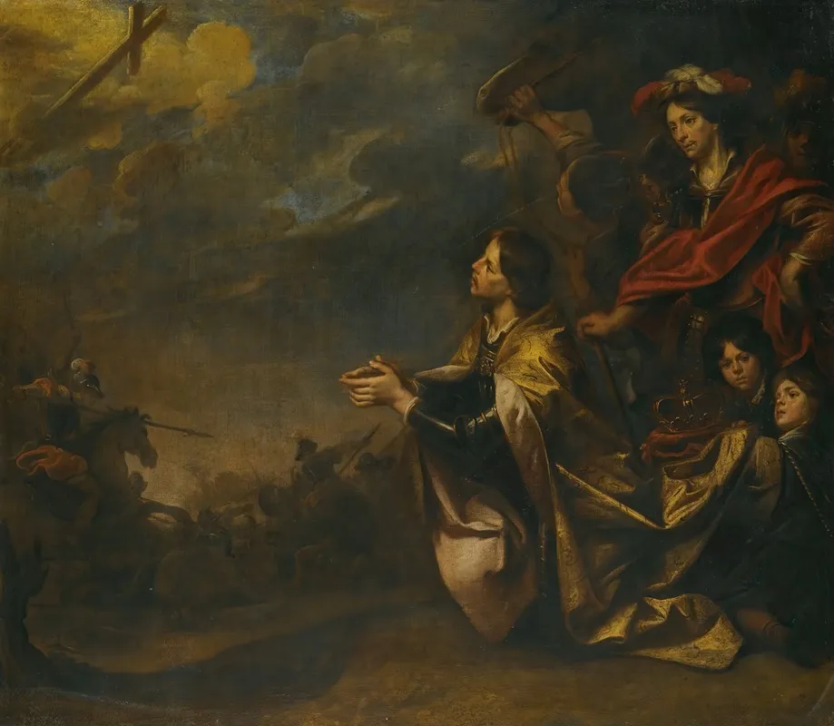 The Emperor Constantines Vision Of The Cross Before The Battle Of The Milvian Bridge Wall Art by Theodoor Boeyermans - High-Resolution Digital Print