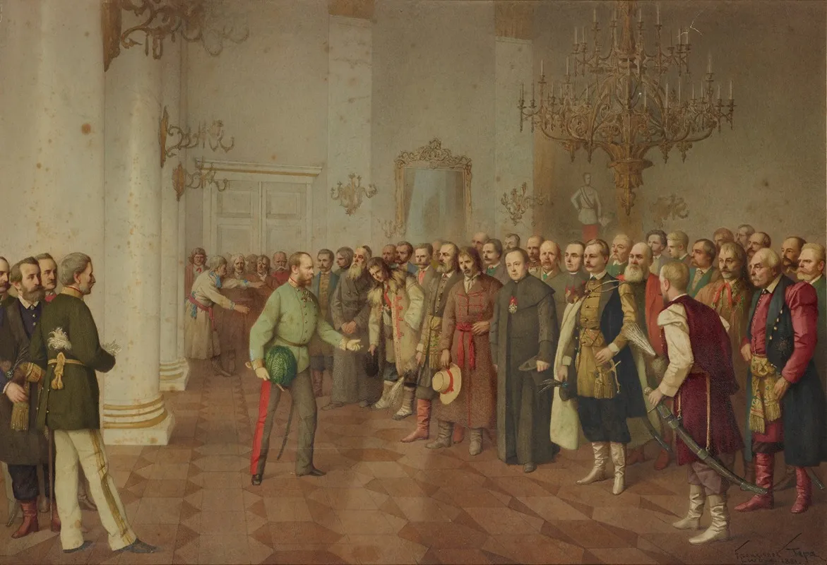 The Emperor Welcoming Polish And Ukrainian Delegation In Lviv Wall Art by Franciszek Tepa - High-Resolution Digital Print