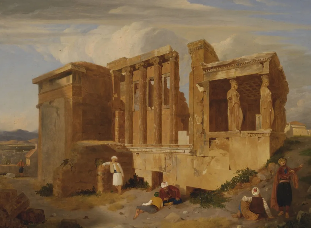 The Erechtheum Athens With Figures In The Foreground Wall Art by Charles Lock Eastlake - High-Resolution Digital Print