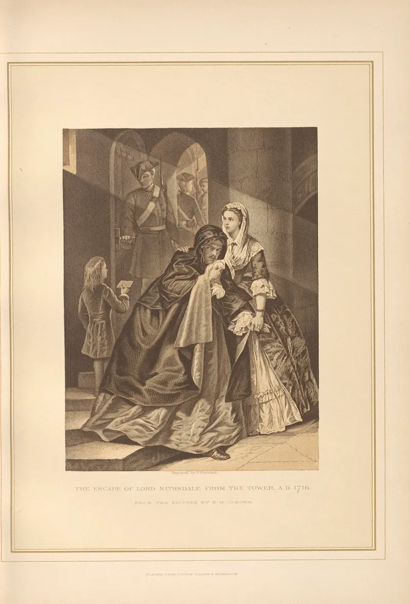 The Escape Of Lord Nithsdale From The Tower A D 1716 Miss E M Osborne Wall Art by Thomas Archer - High-Resolution Digital Print