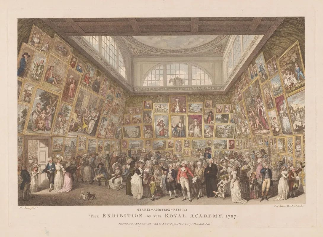 The Exhibition Of The Royal Academy 1787 Wall Art by Johann Heinrich Ramberg - High-Resolution Digital Print