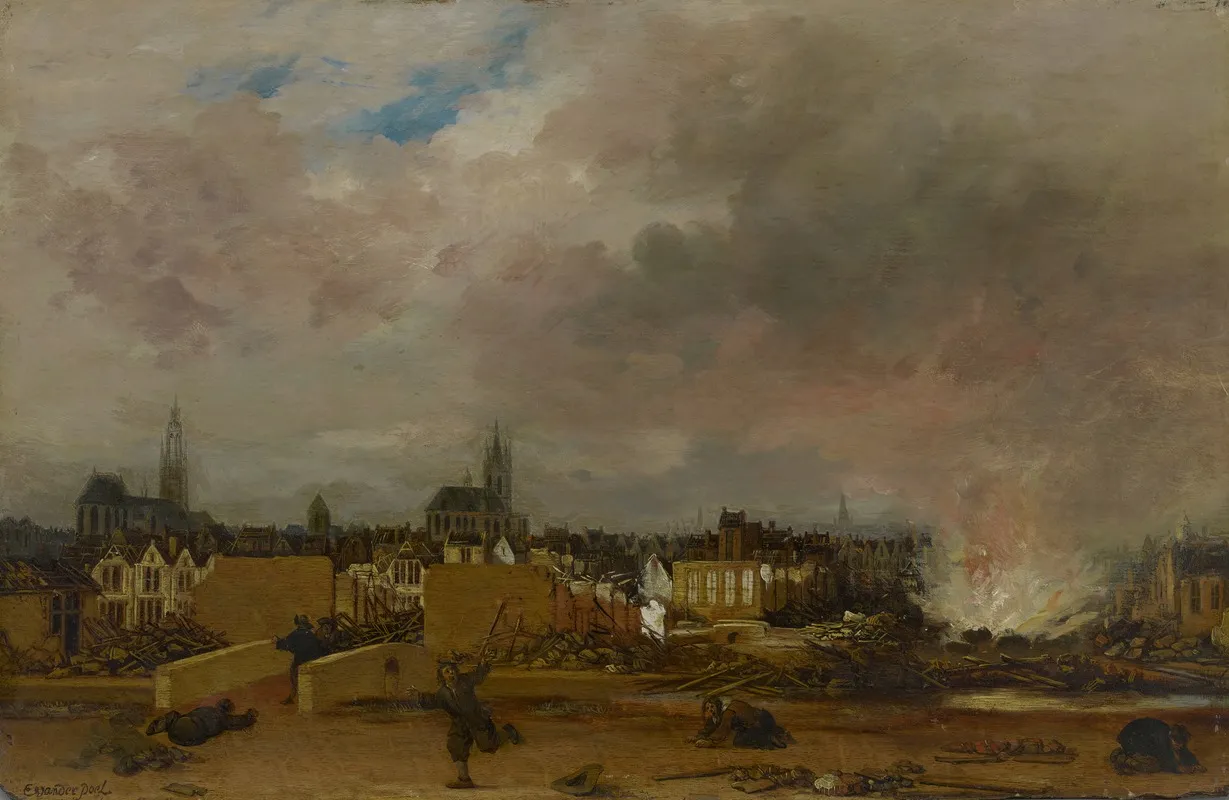The Explosion Of The Powder Magazine In Delft 1654 Wall Art by Egbert van der Poel - High-Resolution Digital Print