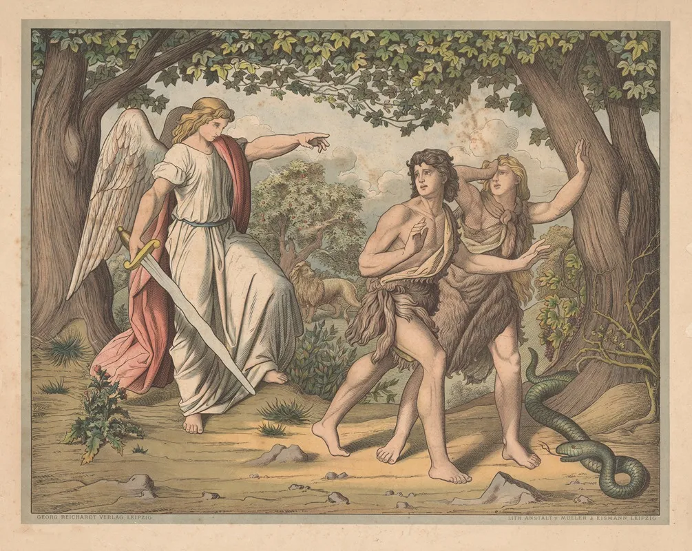 The Expulsion From Paradise 8 Wall Art by Lith. Anstalt v. Müller &amp; Eismann - High-Resolution Digital Print