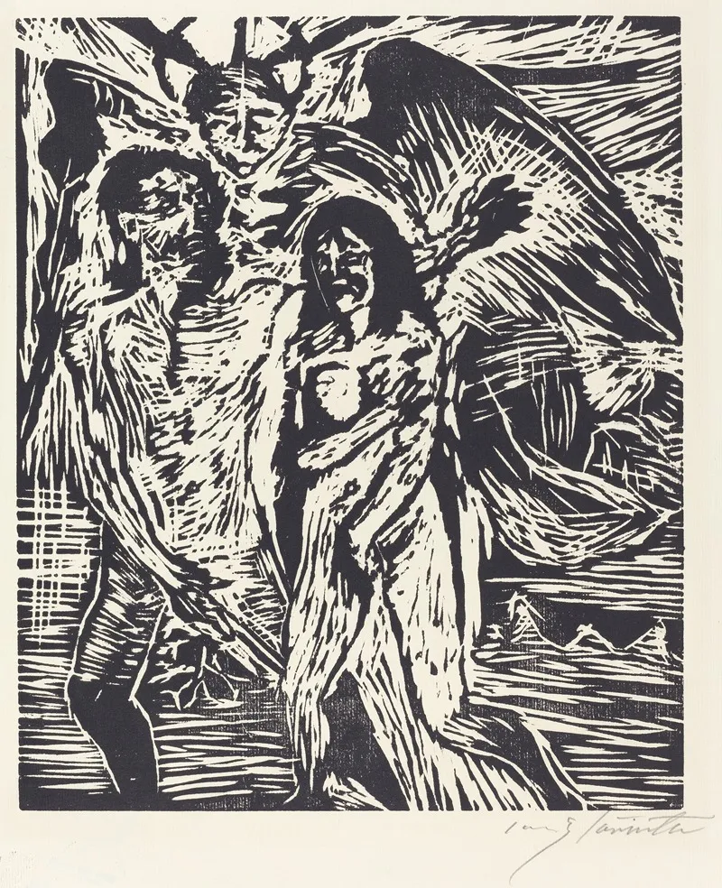 The Expulsion From Paradise Austreibung Aus Dem Paradies Wall Art by Lovis Corinth - Canvas Print