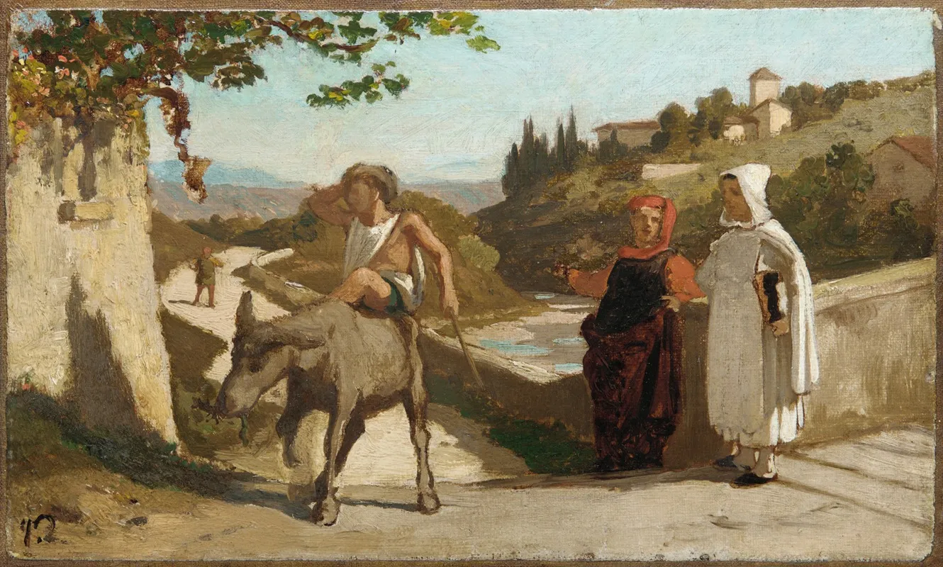 The Fable Of The Miller His Son And The Donkey No 3 Wall Art by Elihu Vedder - High-Resolution Digital Print