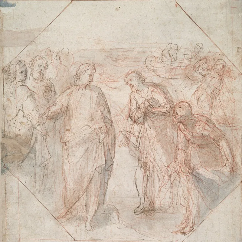 The Fall Of Simon Magus Recto The Calling Of James And John Or Of Peter And Andrew Verso Wall Art by Giovanni Balducci - High-Resolution Digital Print
